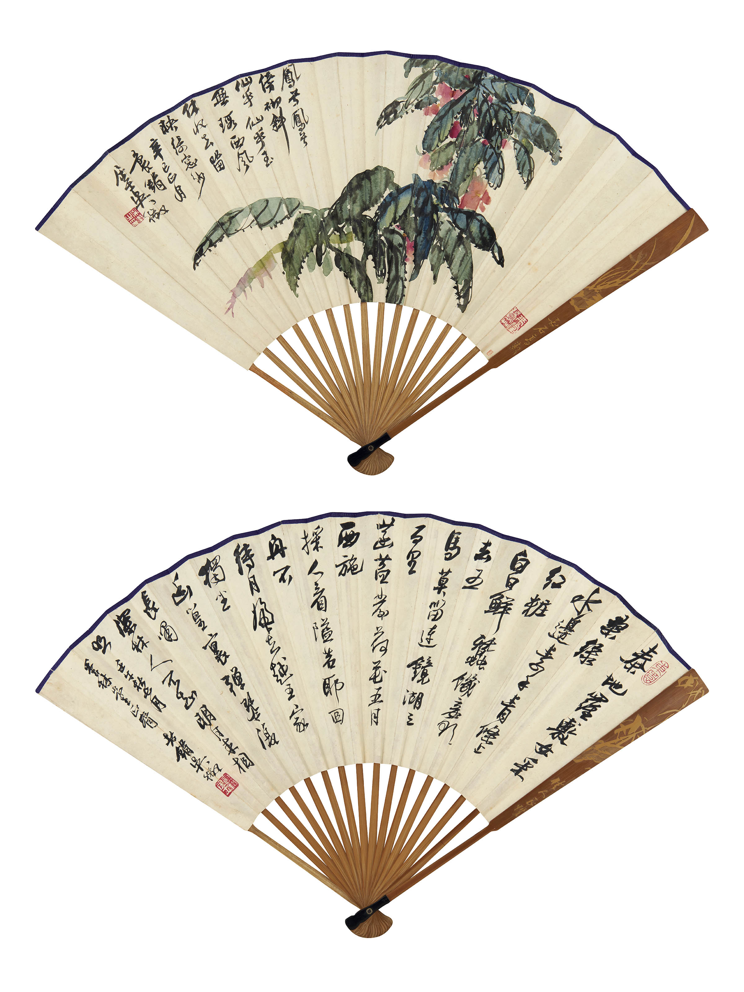 吴徵   书画合璧扇 
