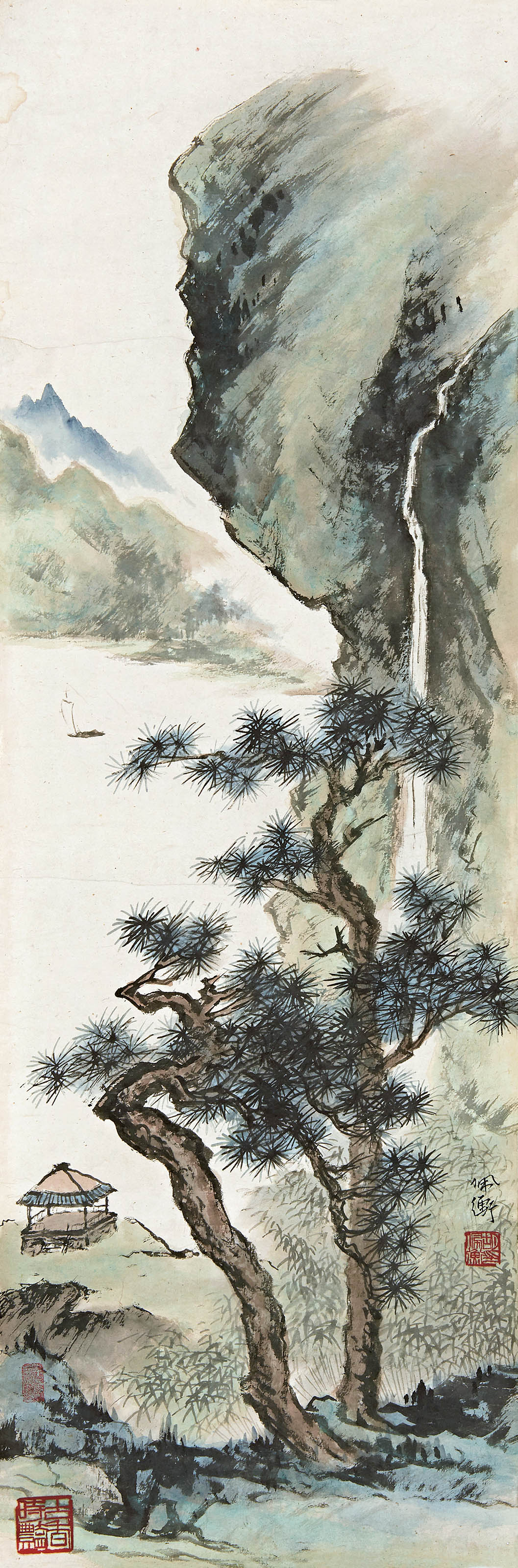 胡佩衡  长松飞瀑
