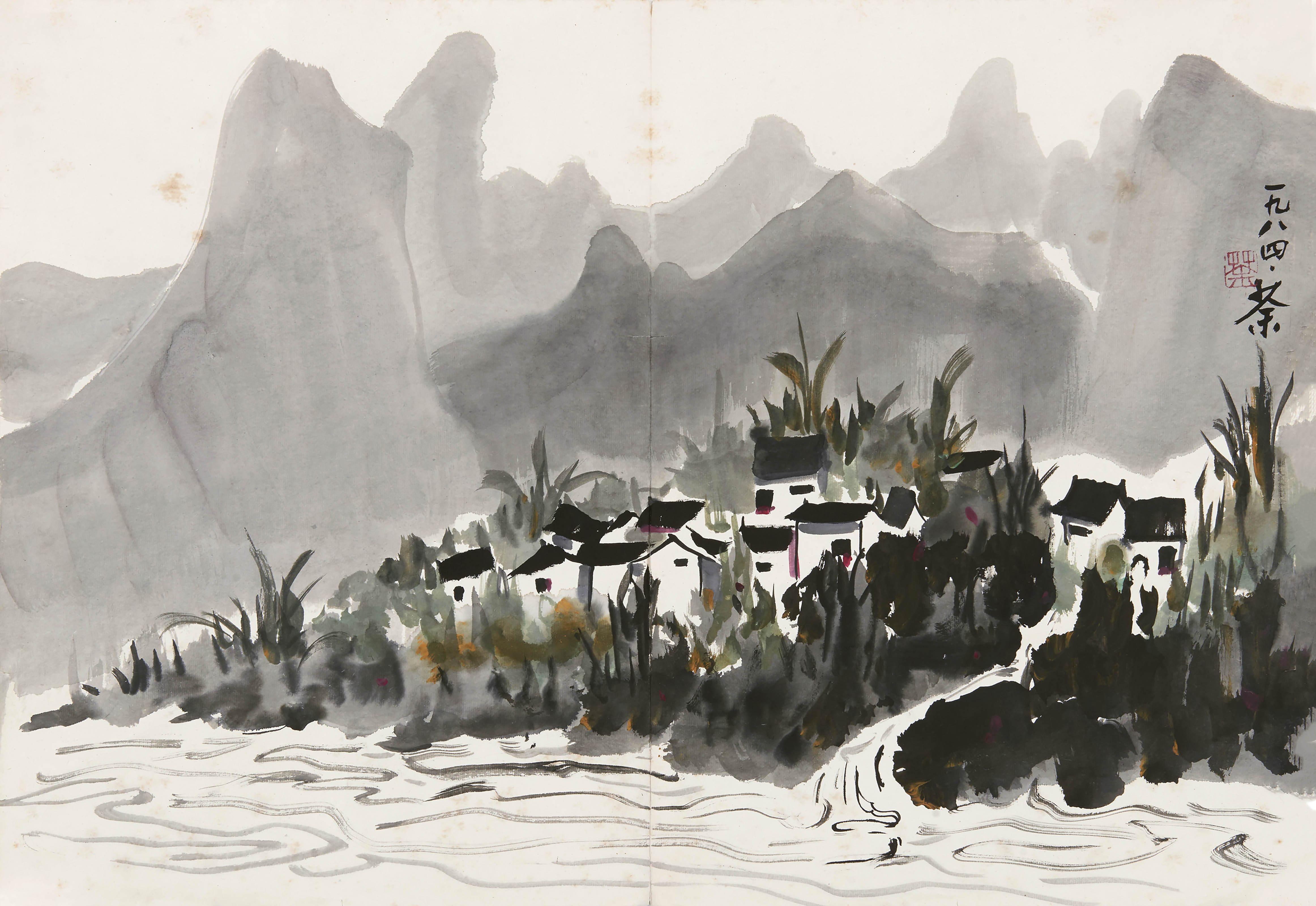 吴冠中  漓江小景