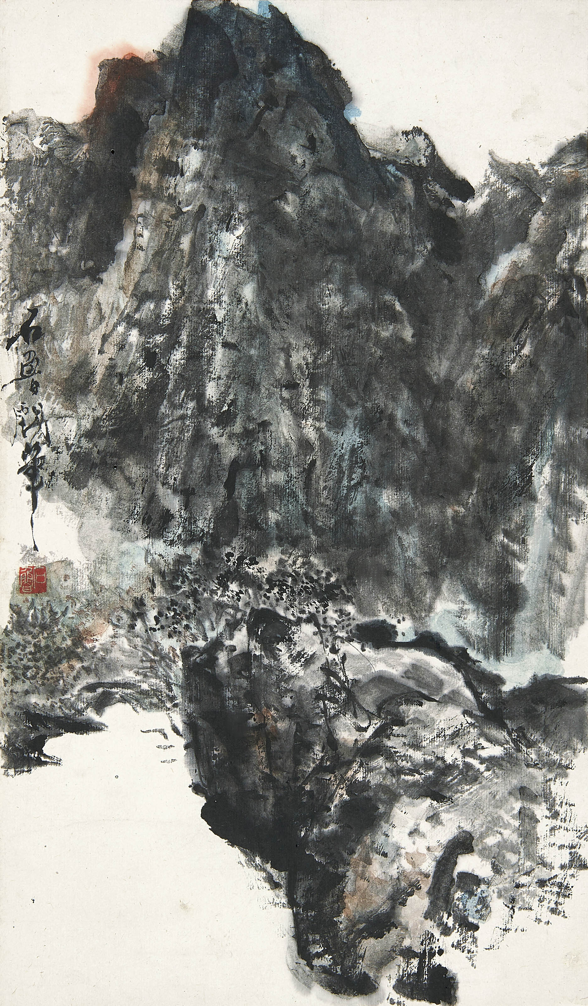 石鲁  翠峦幽涧