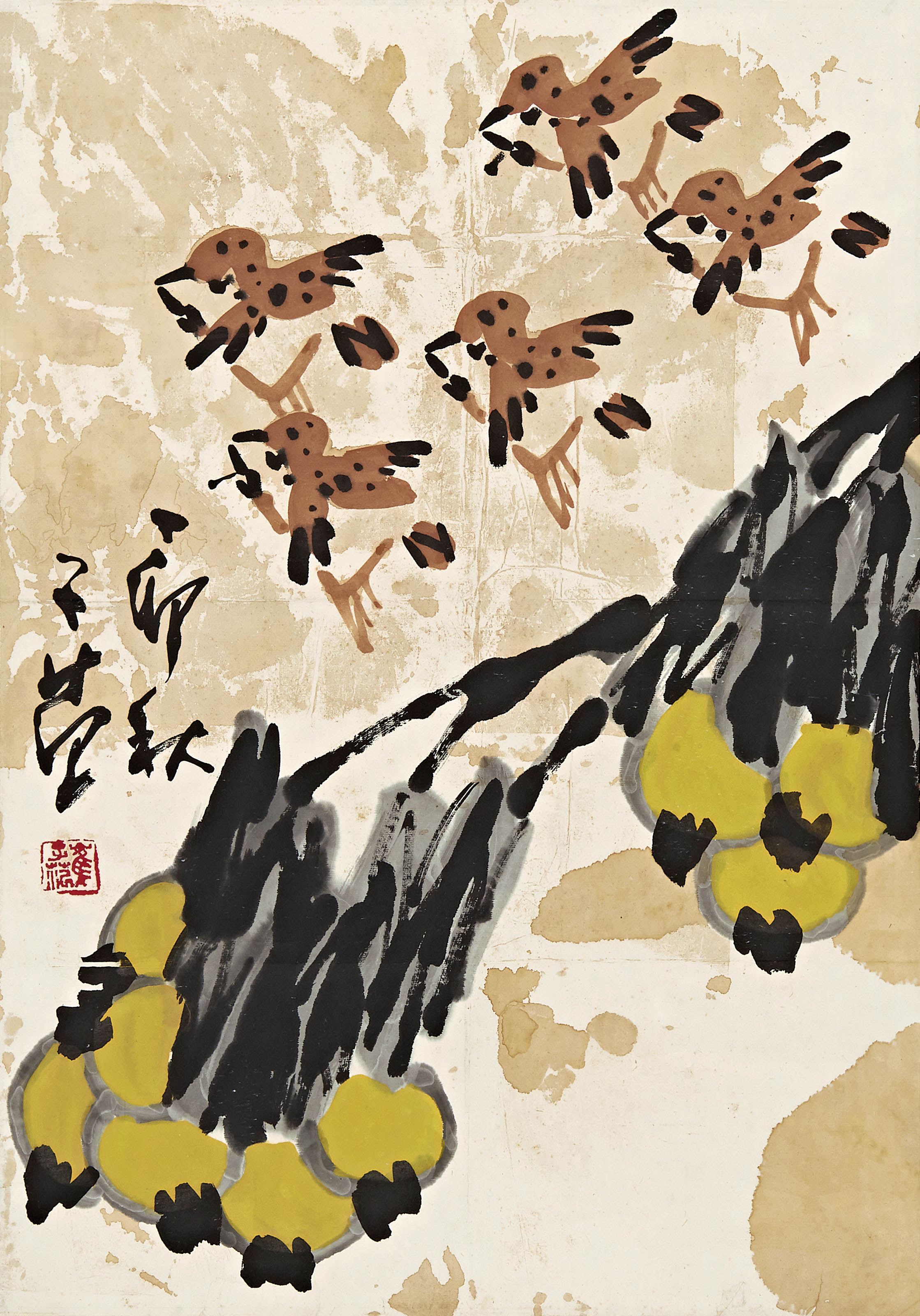 崔子范  秋光飞雀